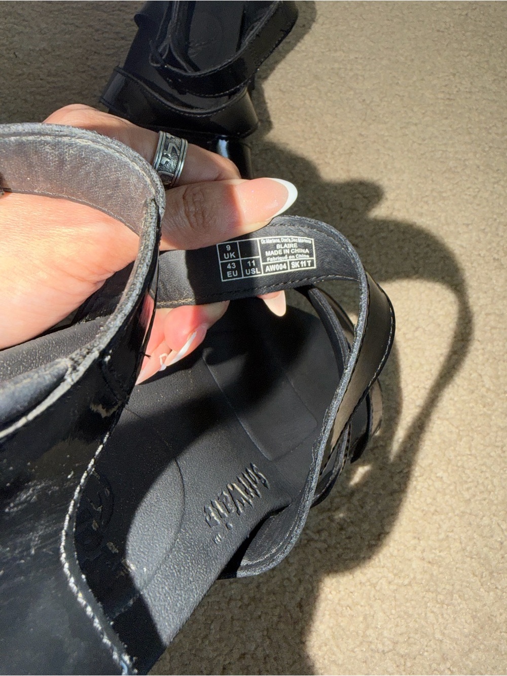 Dr Martens Blaire Womens 11 Black Patent Leather Gladiator Platform Sandals - Picture 8 of 8